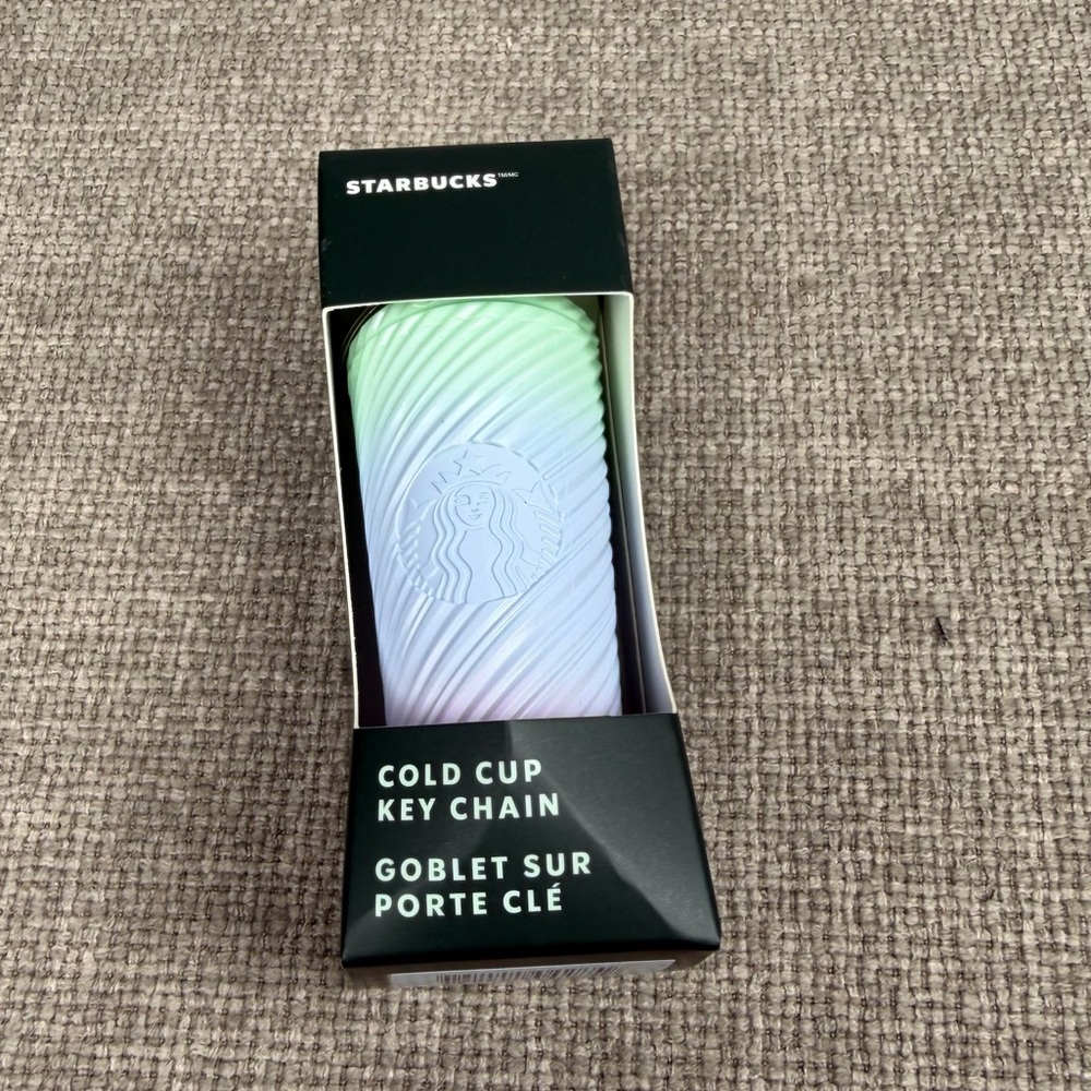 Starbucks 2025 Pastel Ombré Swirl in Mint Lilac Pink Cold Cup Keychain Bag Charm